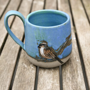 Madaras és rókás 5dl-es bögre - Őszapó türkizben